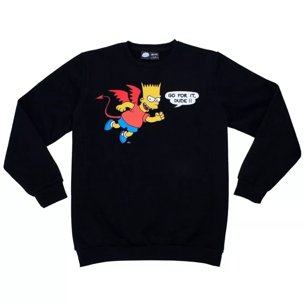 Unisex Bart Simpson Devil Crewneck Sweatshirt for Adults M new